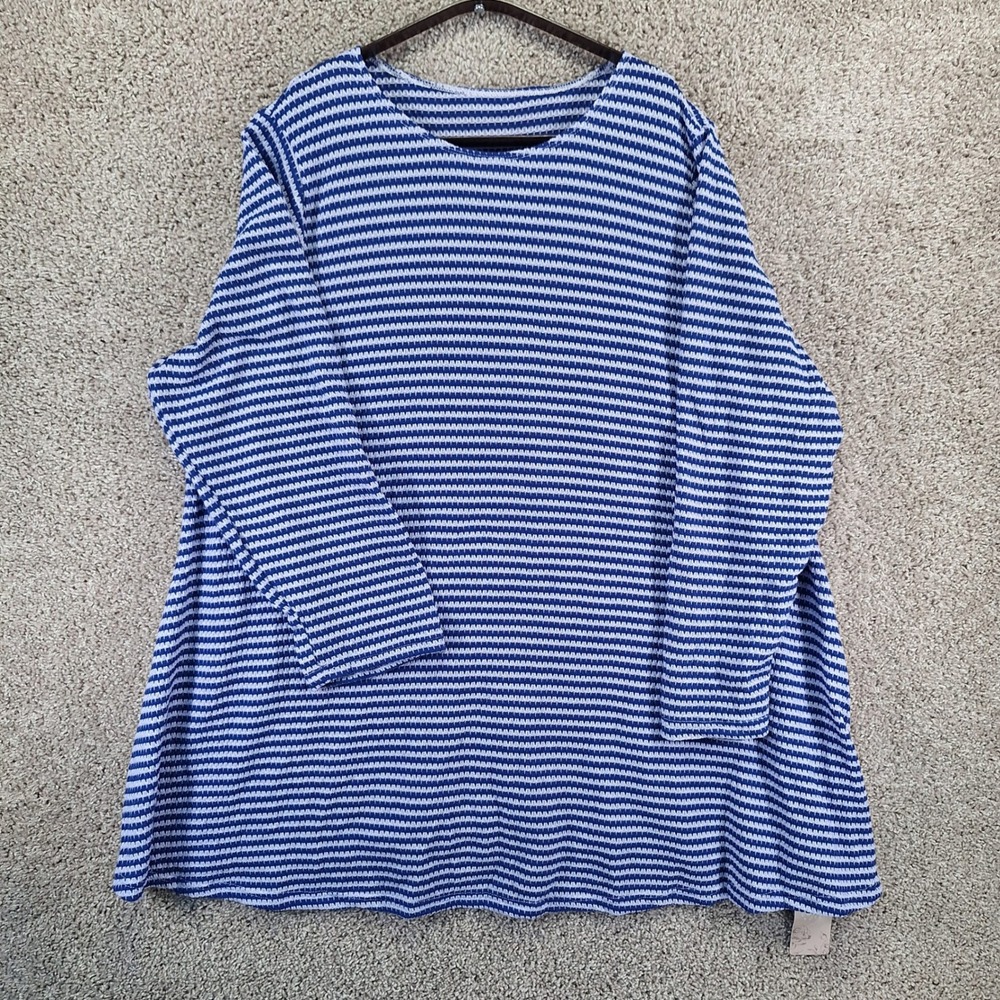 Emery Rose Top Women 5XL Blue Striped Long Sleeve Knit Casual Boho Office NWT